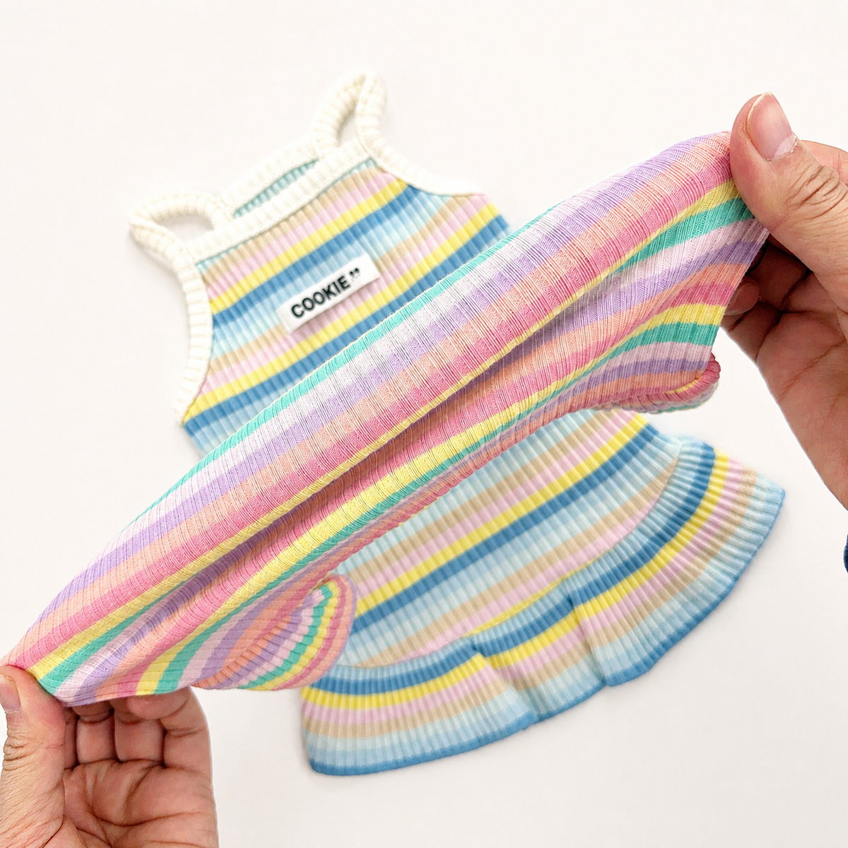 Cookie Rainbow Ribbed Dog Dress