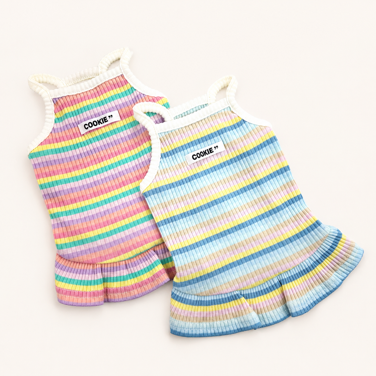Cookie Rainbow Ribbed Dog Dress