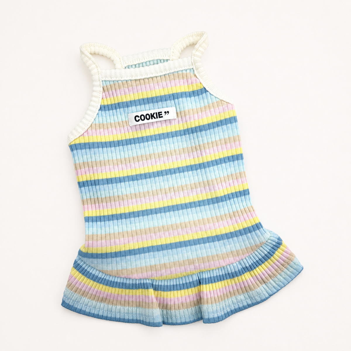 Cookie Rainbow Ribbed Dog Dress