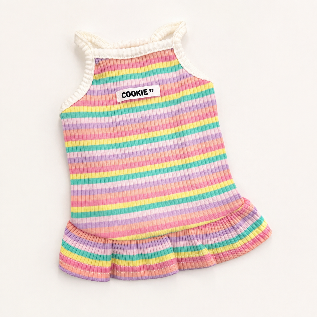 Cookie Rainbow Ribbed Dog Dress