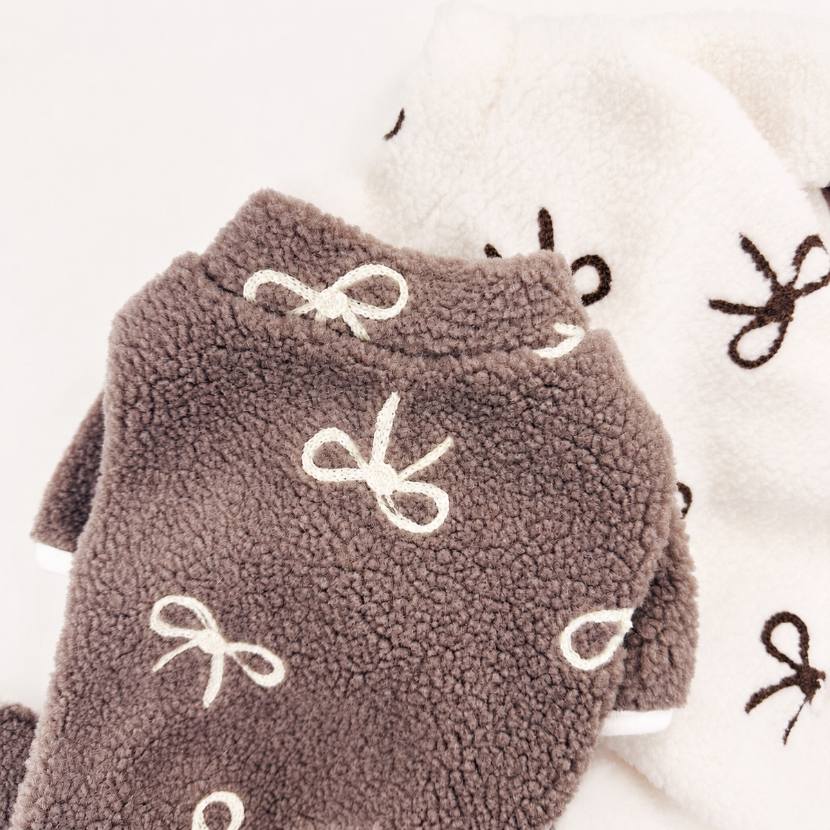 Bow Fleece Dog Overall