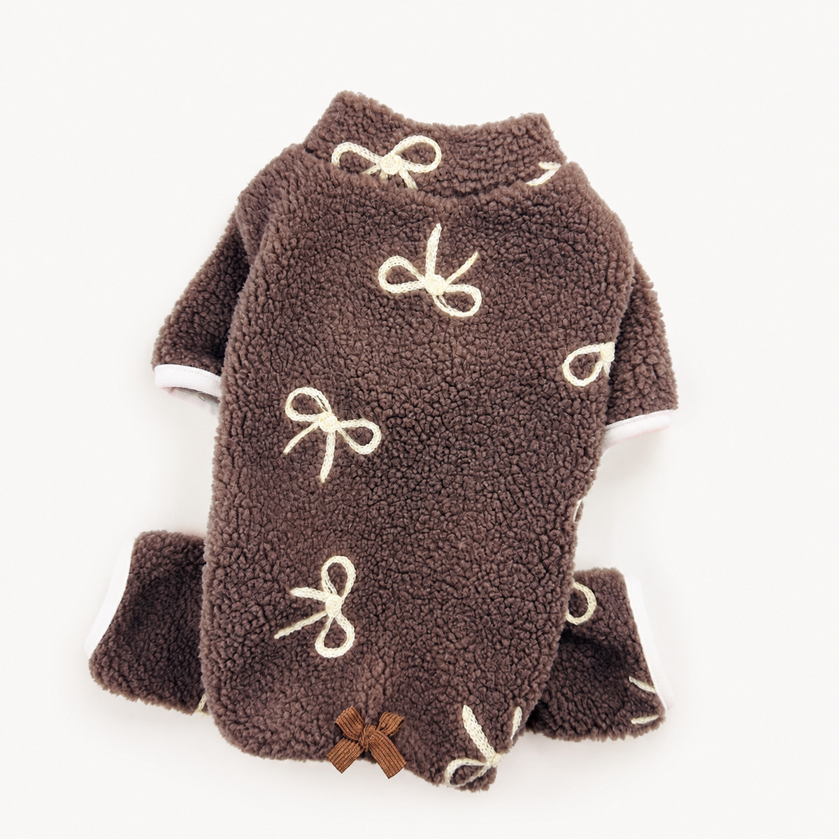 Bow Fleece Dog Overall