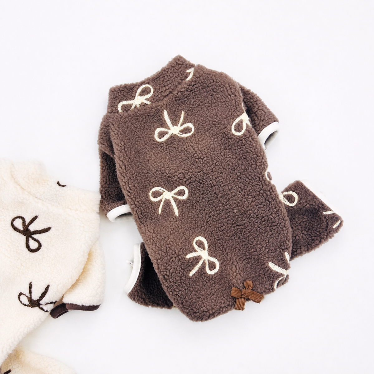 Bow Fleece Dog Overall