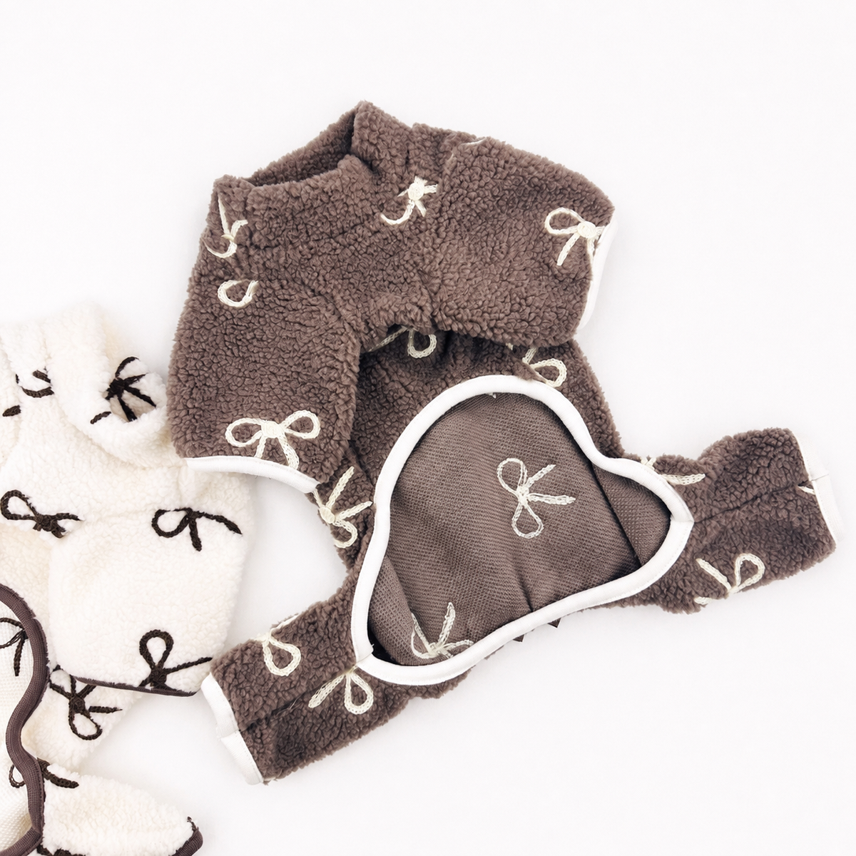 Bow Fleece Dog Overall