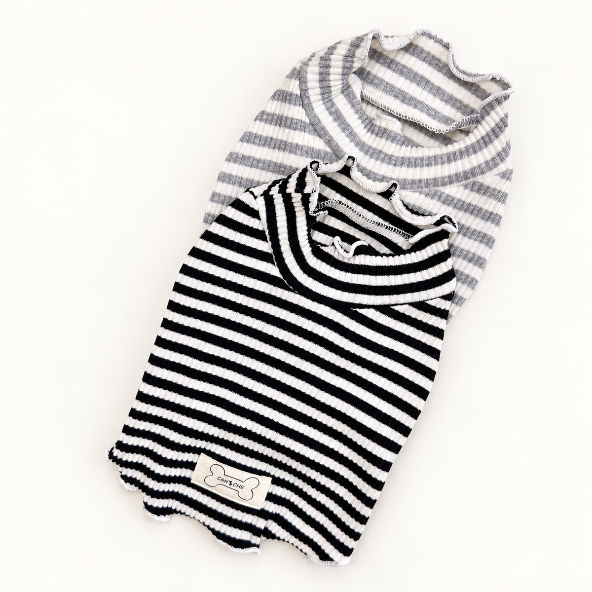 Striped Ribbed Dog Crop Shirt