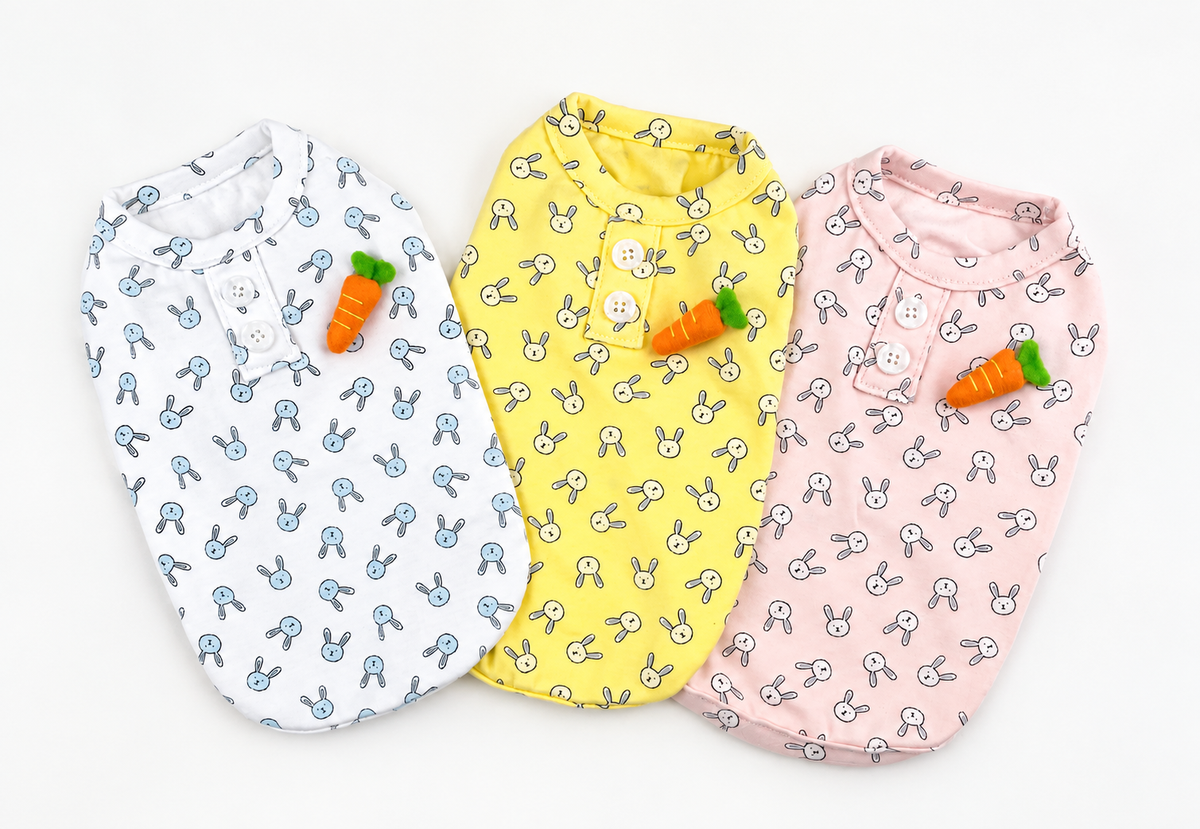Bunny Button Dog Shirt