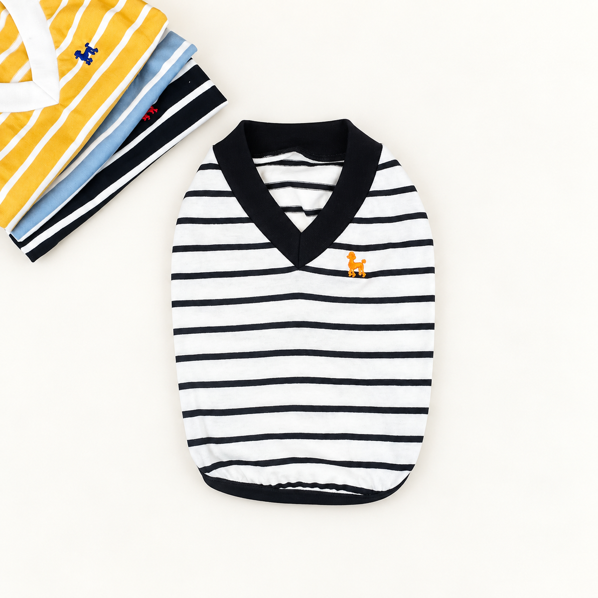 Classic Stripe Cotton V-Neck Top