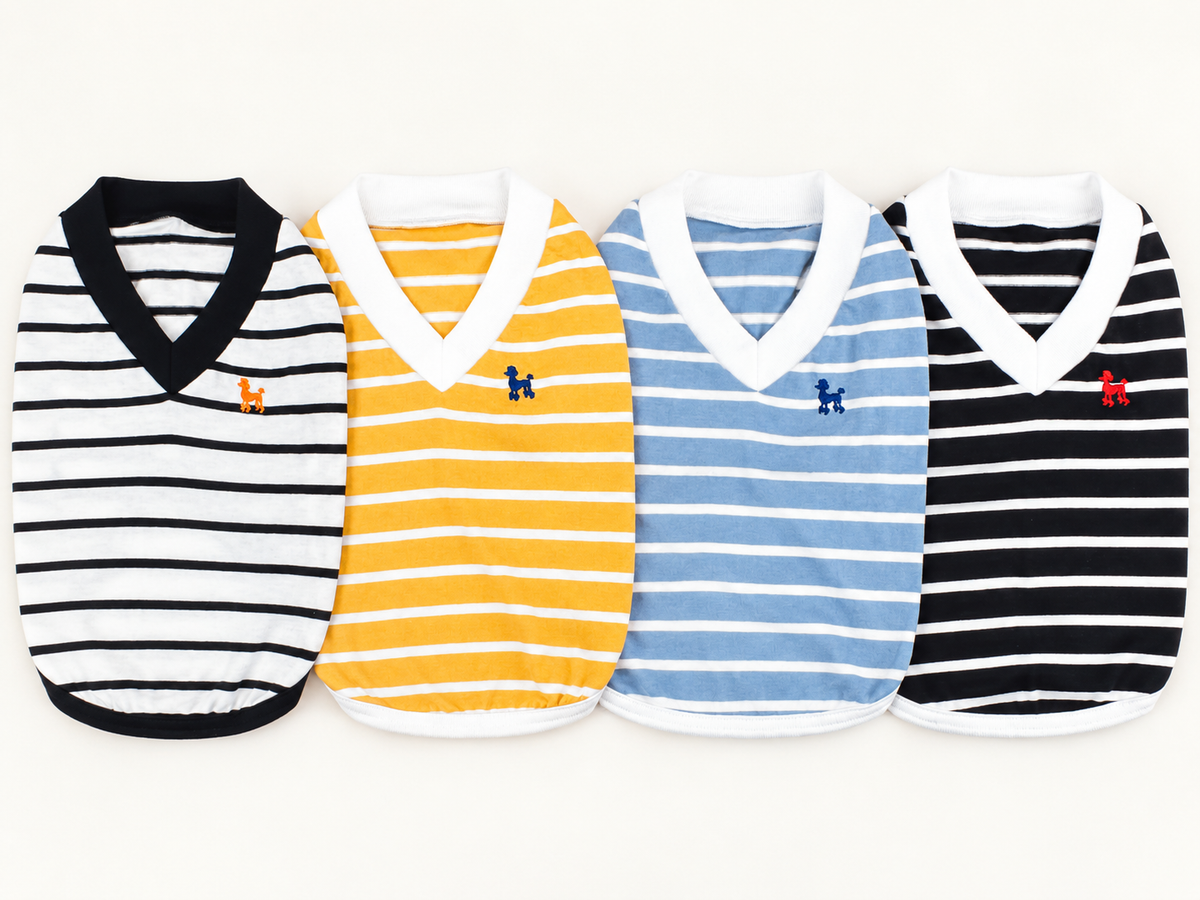 Classic Stripe Cotton V-Neck Top