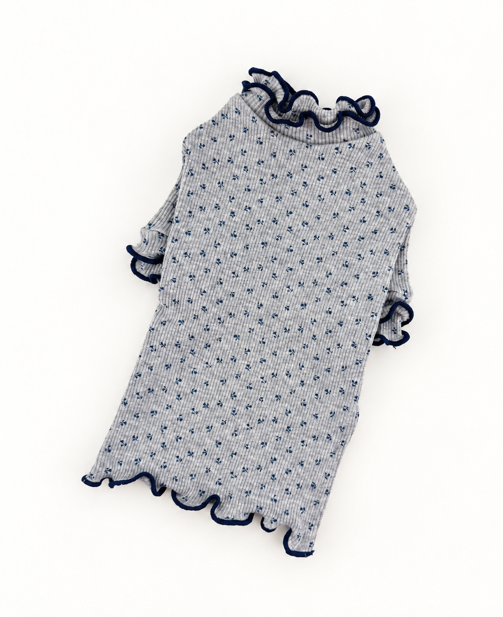 Ruffle Floral Ribbed Tee