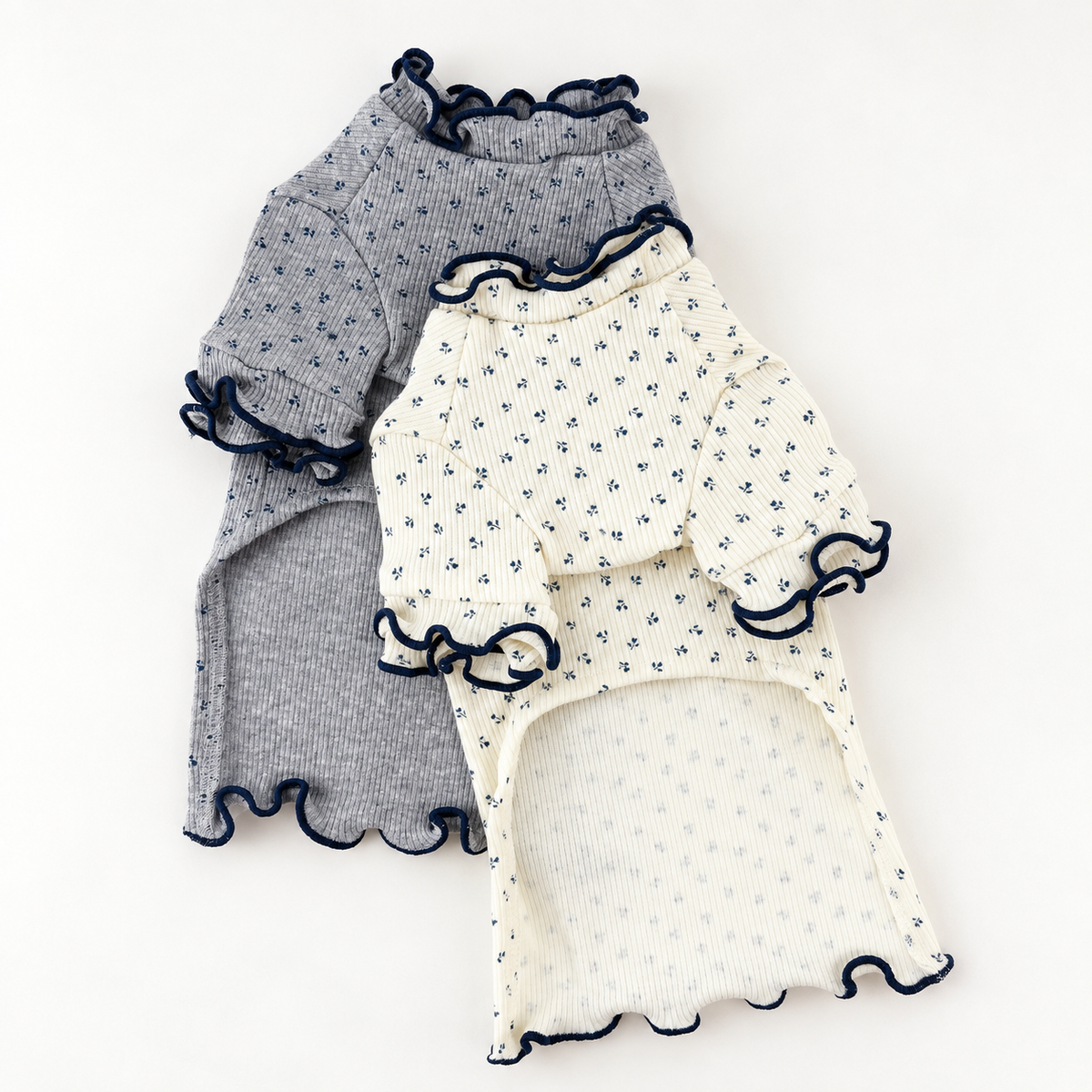 Ruffle Floral Ribbed Tee