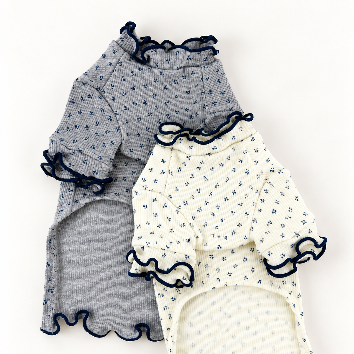 Ruffle Floral Ribbed Tee