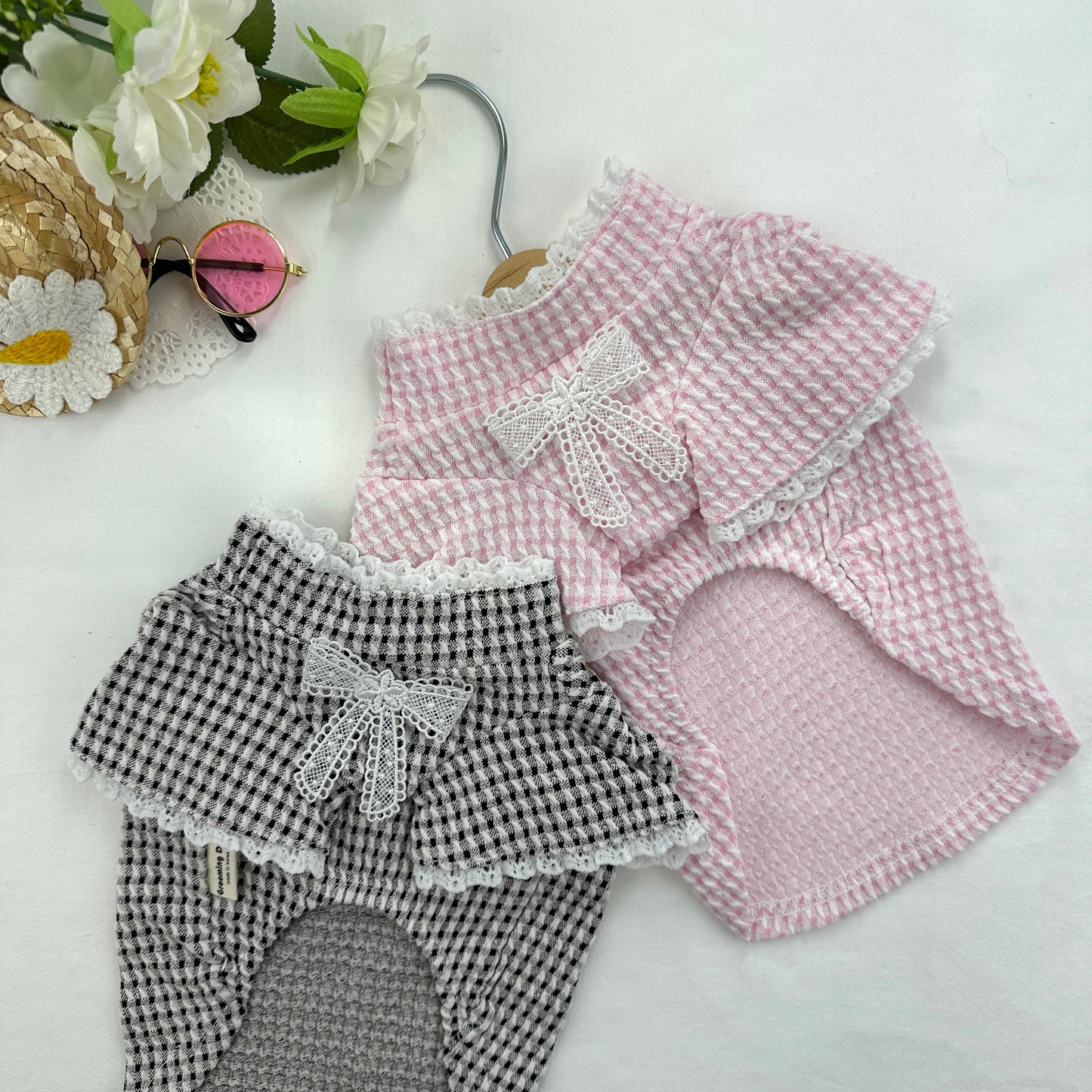 Lace Bow Gingham Top