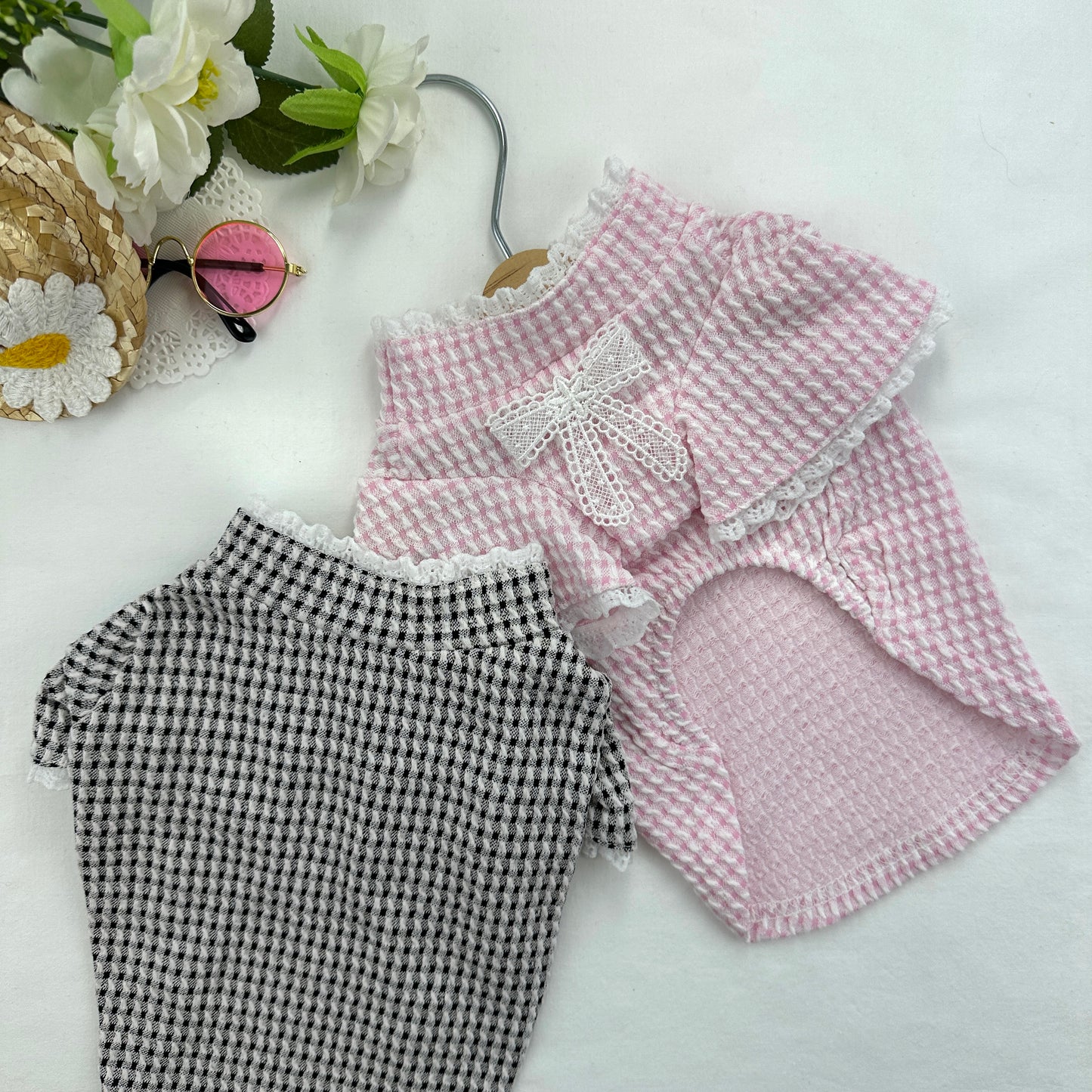 Lace Bow Gingham Top