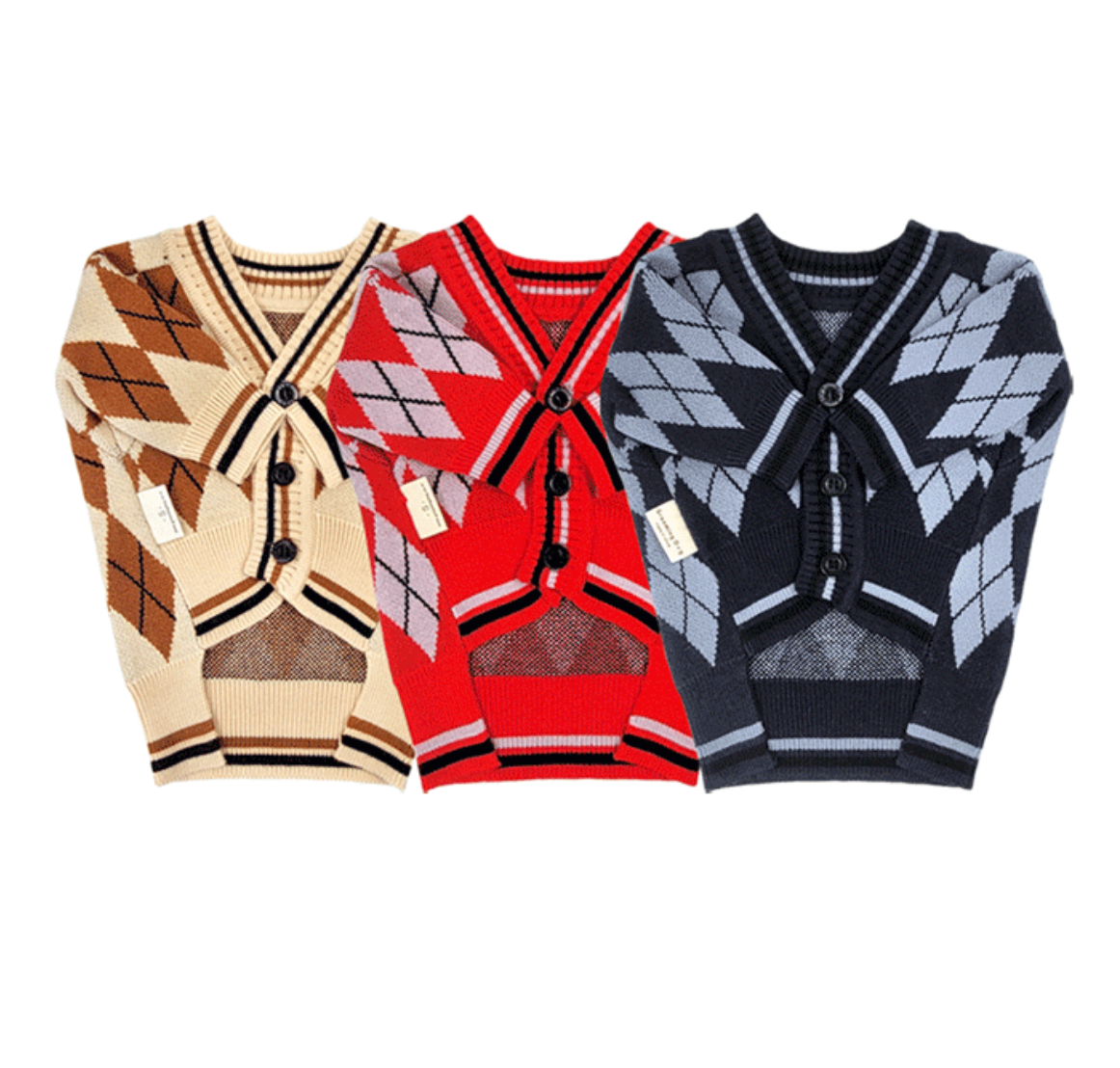 Argyle Knit Dog Cardigan