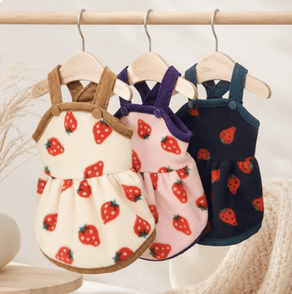 Strawberry Fleece Dog Dress