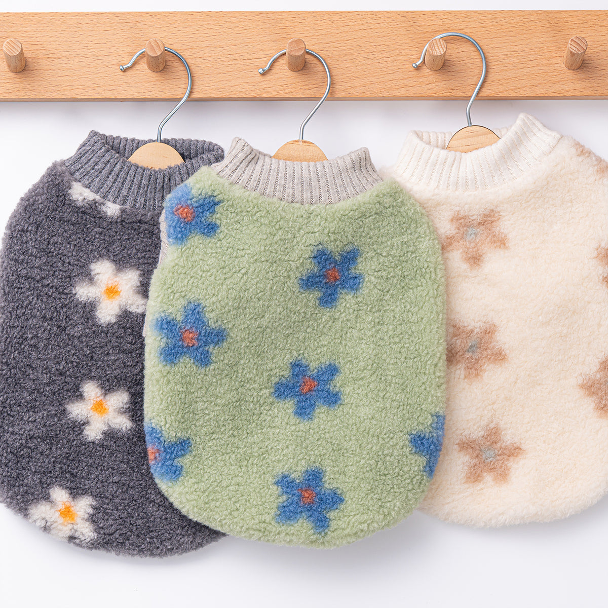 Fluffy Floral Knit Sweatshirts