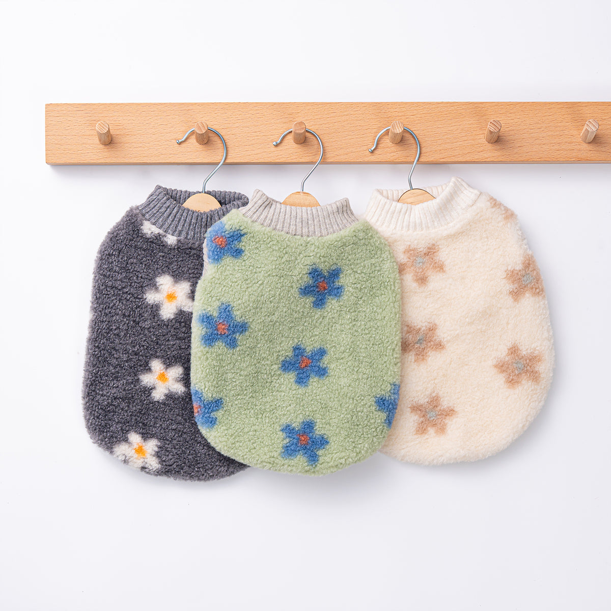 Fluffy Floral Knit Sweatshirts