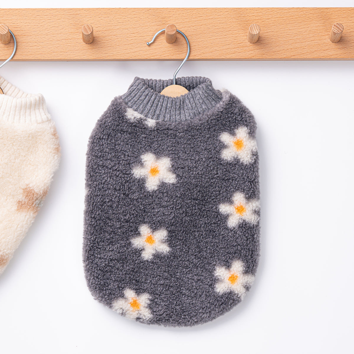 Fluffy Floral Knit Sweatshirts