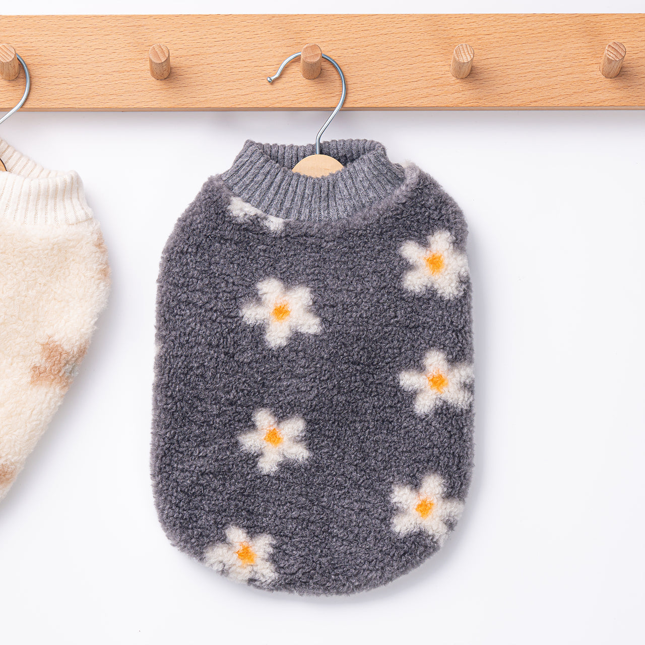 Fluffy Floral Knit Sweatshirts