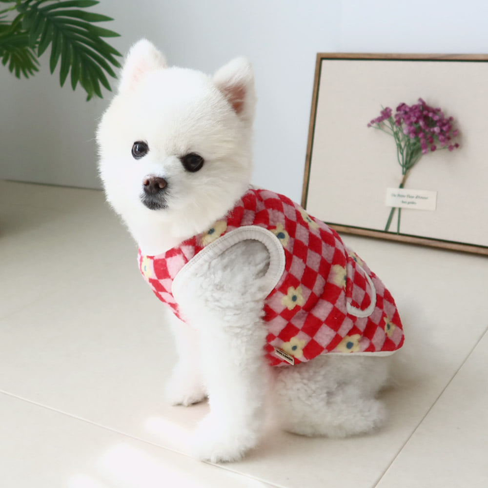 Check Boa Fleece Dog Vest