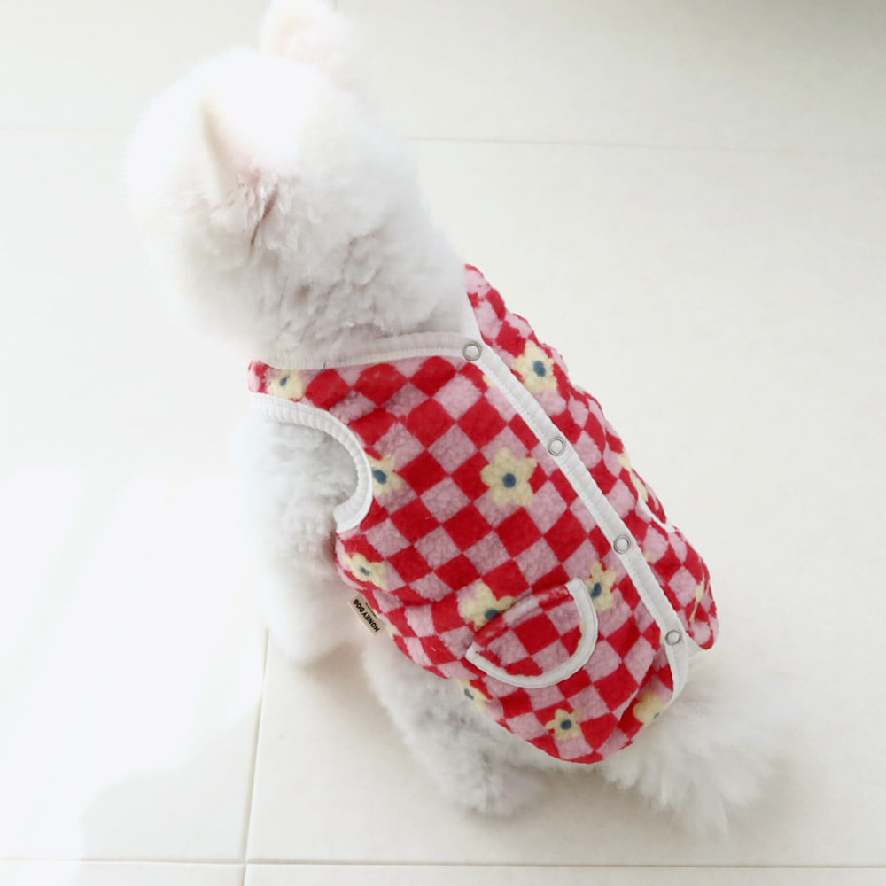 Check Boa Fleece Dog Vest