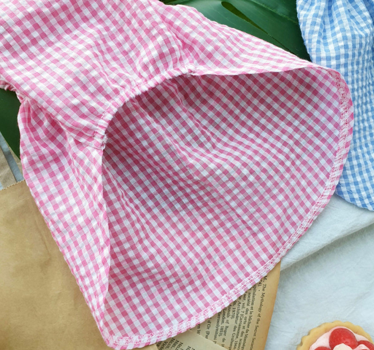 Pink and white gingham pattern vintage dog dress by NKpup