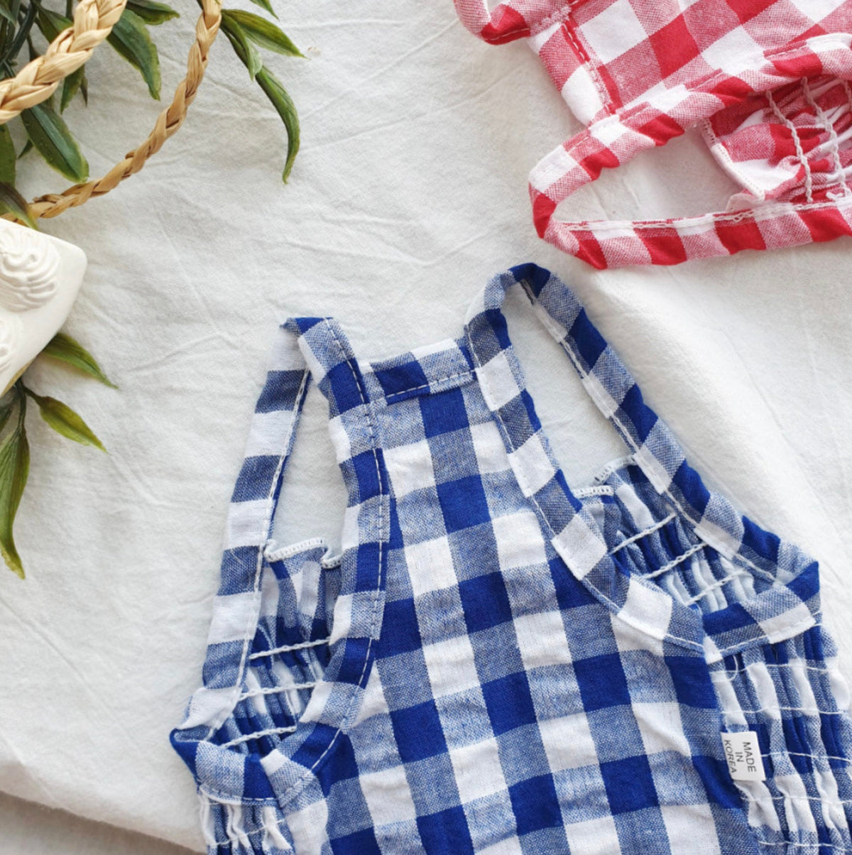 Blue and white gingham smocked dog dress by NKpup