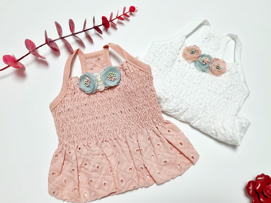 Floral Smocked Dress, S-XL, Pet Clothing, Dog Wedding, Dog-Dress, Dog Top, Dog Clothing, Dog Fashion, Dog Apparel - NKpup
