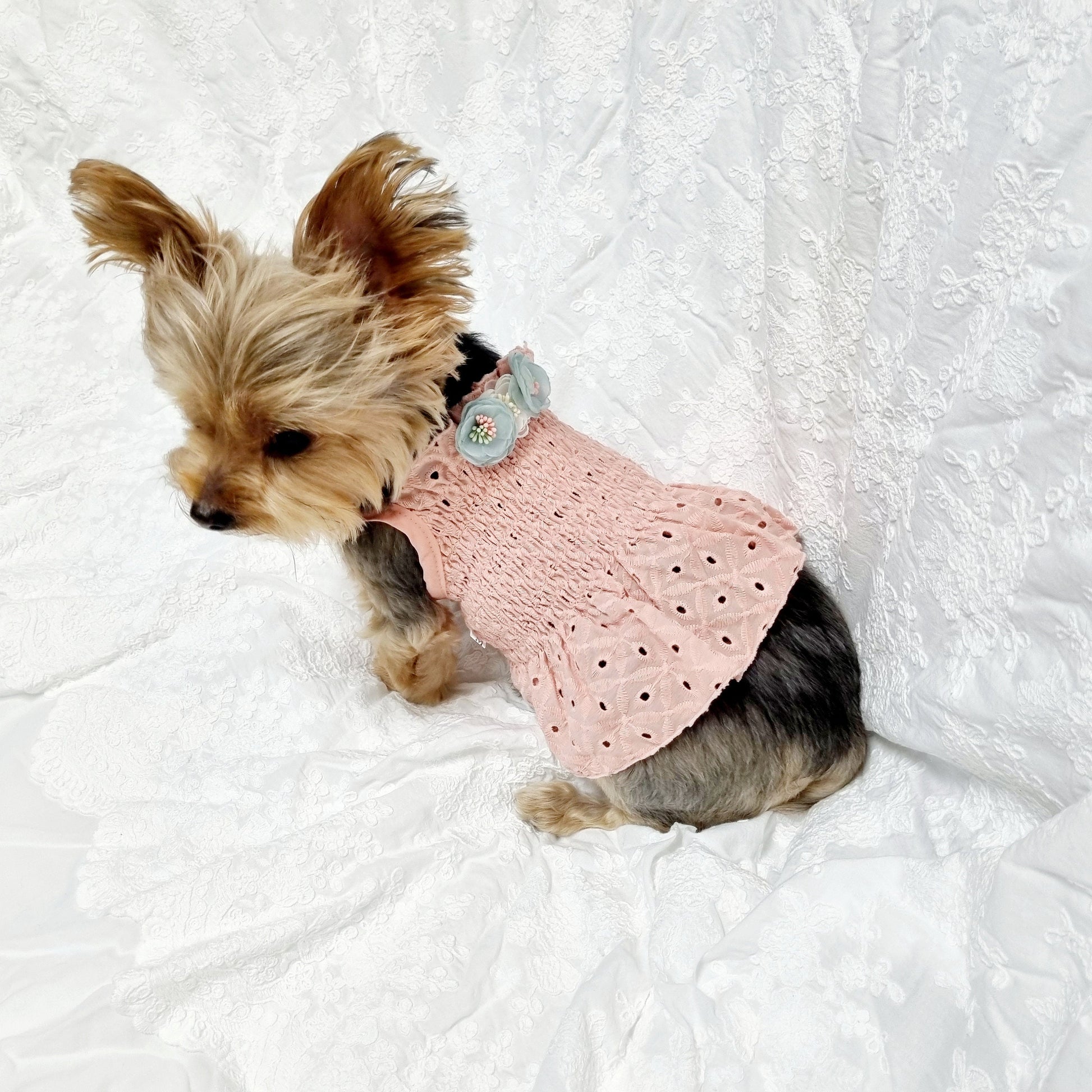 Floral Smocked Dress, S-XL, Pet Clothing, Dog Wedding, Dog-Dress, Dog Top, Dog Clothing, Dog Fashion, Dog Apparel - NKpup