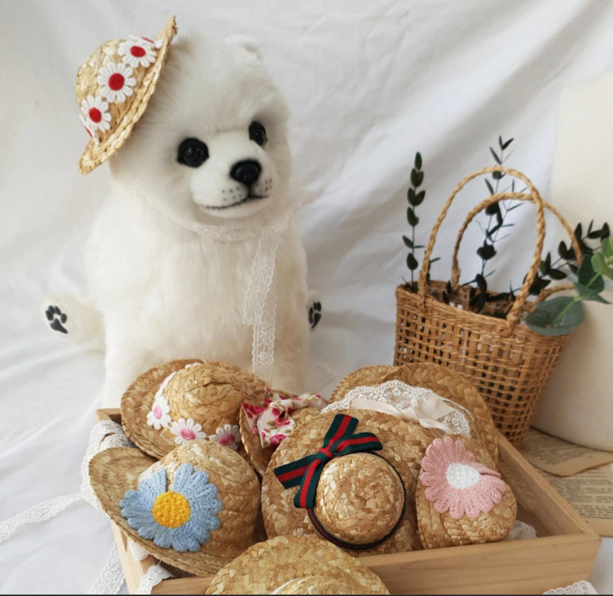 Straw Daisy Hat, S-L, Pet Outdoor Accessories, Hawaii Style, Sombrero, Pet Accessory, Dog Fashion, Dog Apparel, Pet Clothing - NKpup