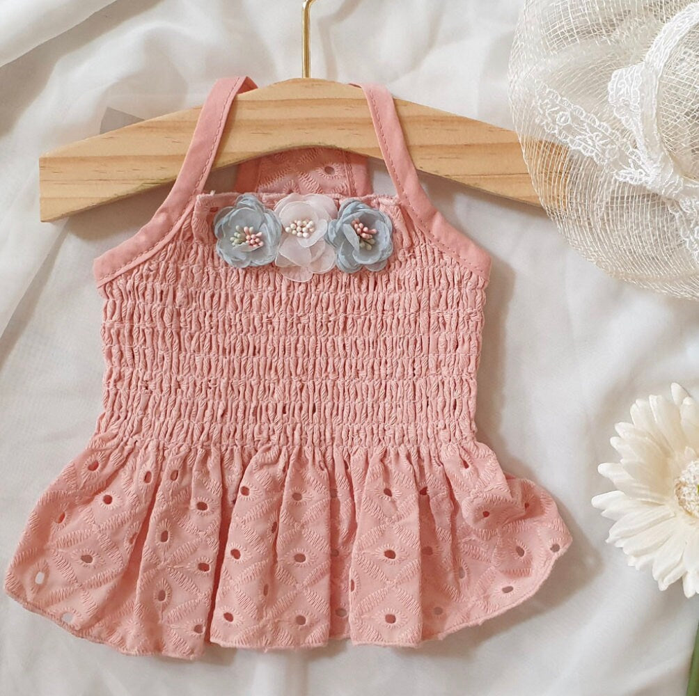 Floral Smocked Dress, S-XL, Pet Clothing, Dog Wedding, Dog-Dress, Dog Top, Dog Clothing, Dog Fashion, Dog Apparel - NKpup