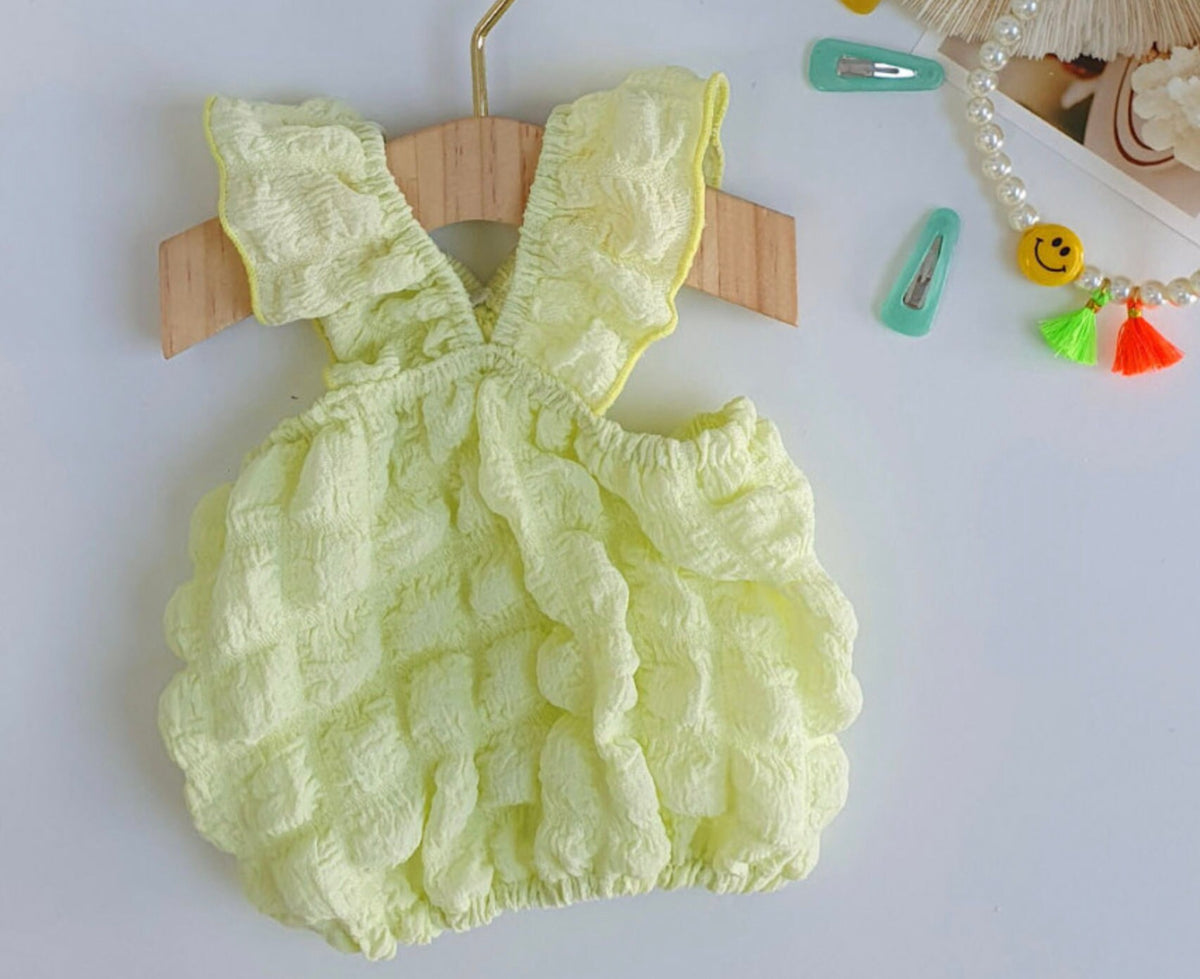 NKpup textured ruffle dog crop tank top in pale yellow