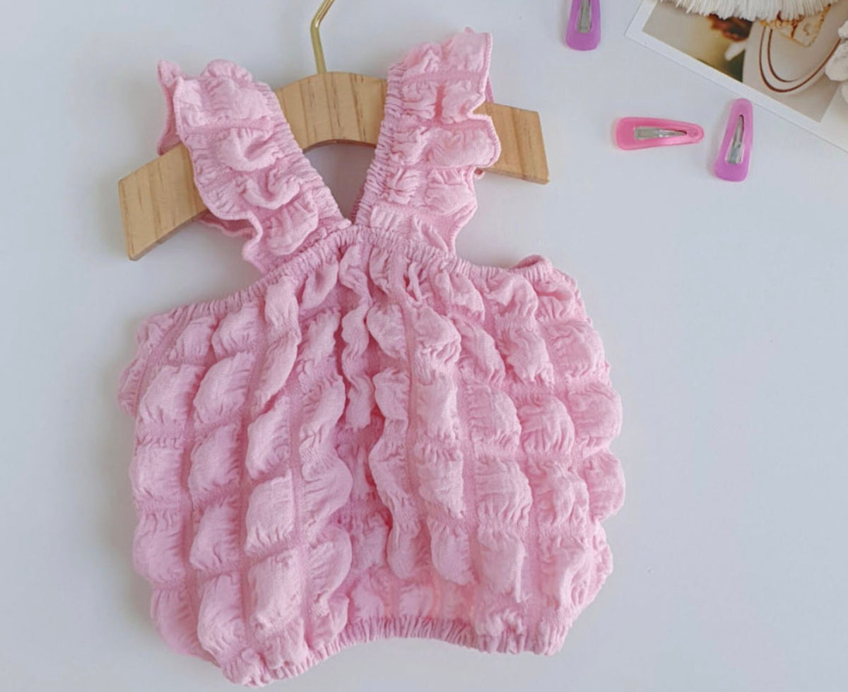 NKpup pink textured ruffle dog crop tank top