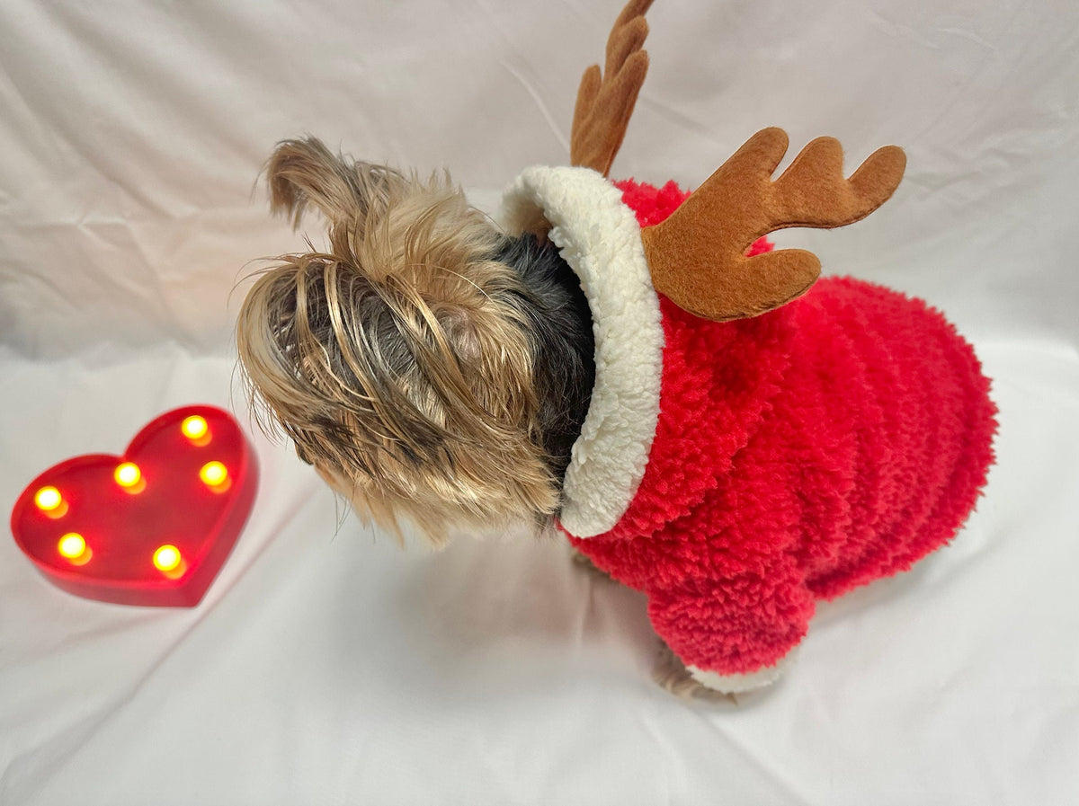 Reindeer Fleece, S-2XL, Dog-Jacket, Christmas Costume Dog, Dog T-shirt, Dog Top, Dog Clothing, Dog Fashion, Dog Apparel, Harness Cloth - NKpup