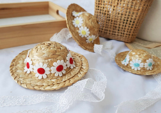 Straw Daisy Hat, S-L, Pet Outdoor Accessories, Hawaii Style, Sombrero, Pet Accessory, Dog Fashion, Dog Apparel, Pet Clothing - NKpup