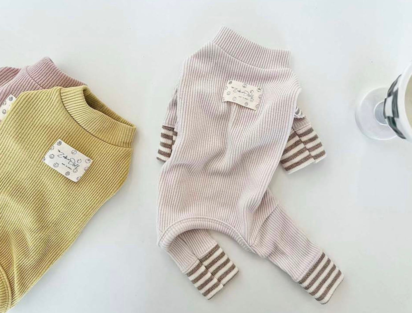 Striped Ribbed Overall, XS-2XL, Pajama Pet, Dog Jumpsuit, Pet Clothing, Dog Coat, Dog Winter Top, Dog Fashion, Dog Apparel, Pet Clothing - NKpup