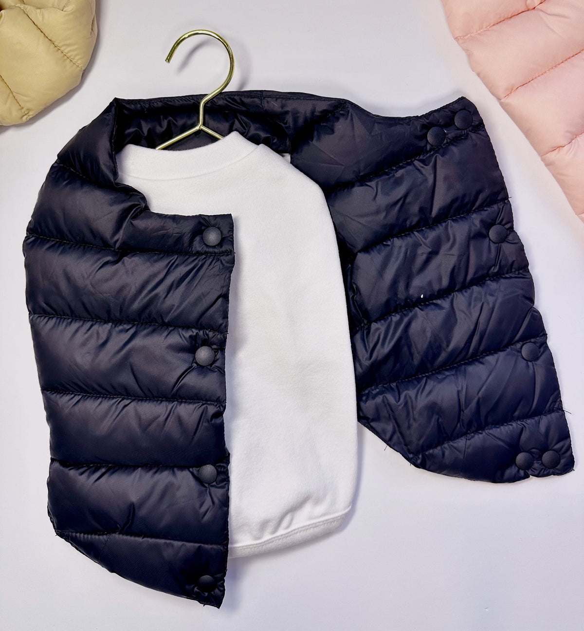NKpup navy blue duck down dog vest with snap button closures