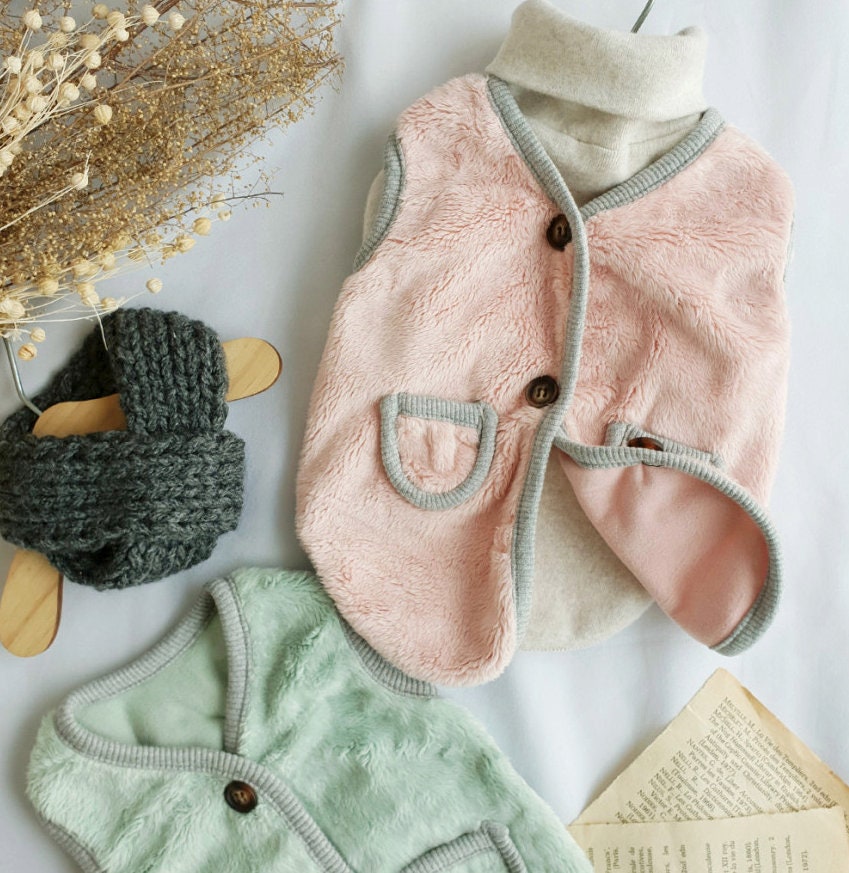 Pastel Boa Fleece Vest, S-XL, Pet Clothing, Dog-Sweater, Dog's Fleece, Dog Jacket, Dog Fashion, Dog Apparel, Pet Clothing - NKpup