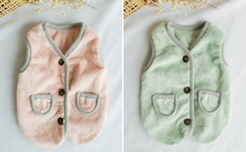 Pastel Boa Fleece Vest, S-XL, Pet Clothing, Dog-Sweater, Dog's Fleece, Dog Jacket, Dog Fashion, Dog Apparel, Pet Clothing - NKpup