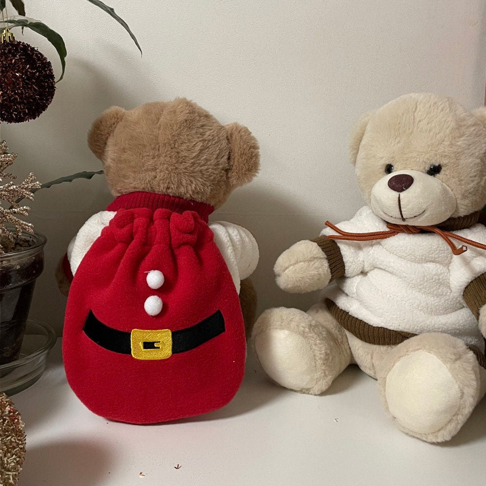 Christmas Santa Rudolph dog sweatshirt in red and white with a black belt design.