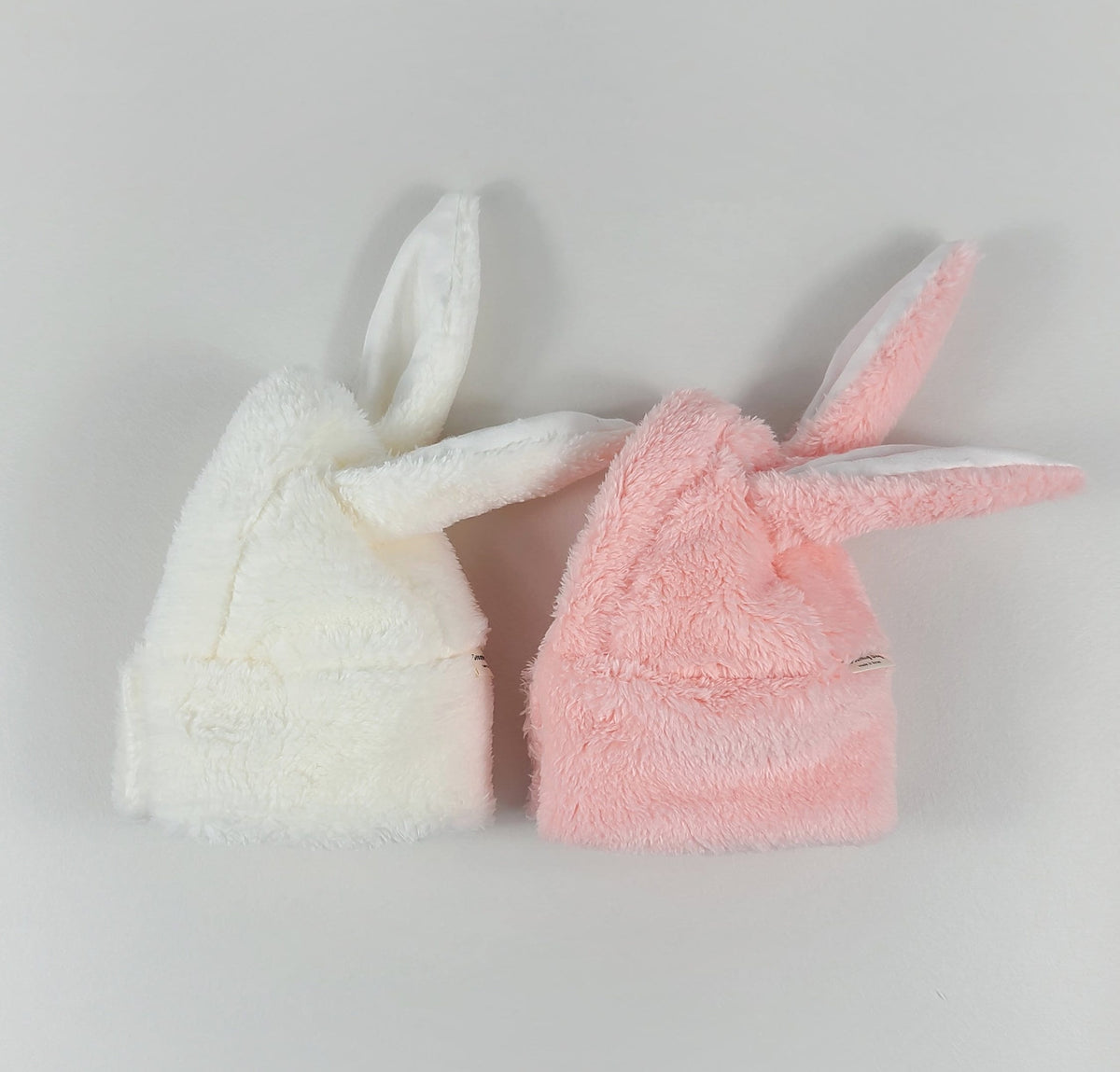 White and pink plush rabbit hoodie warmer hats for pets