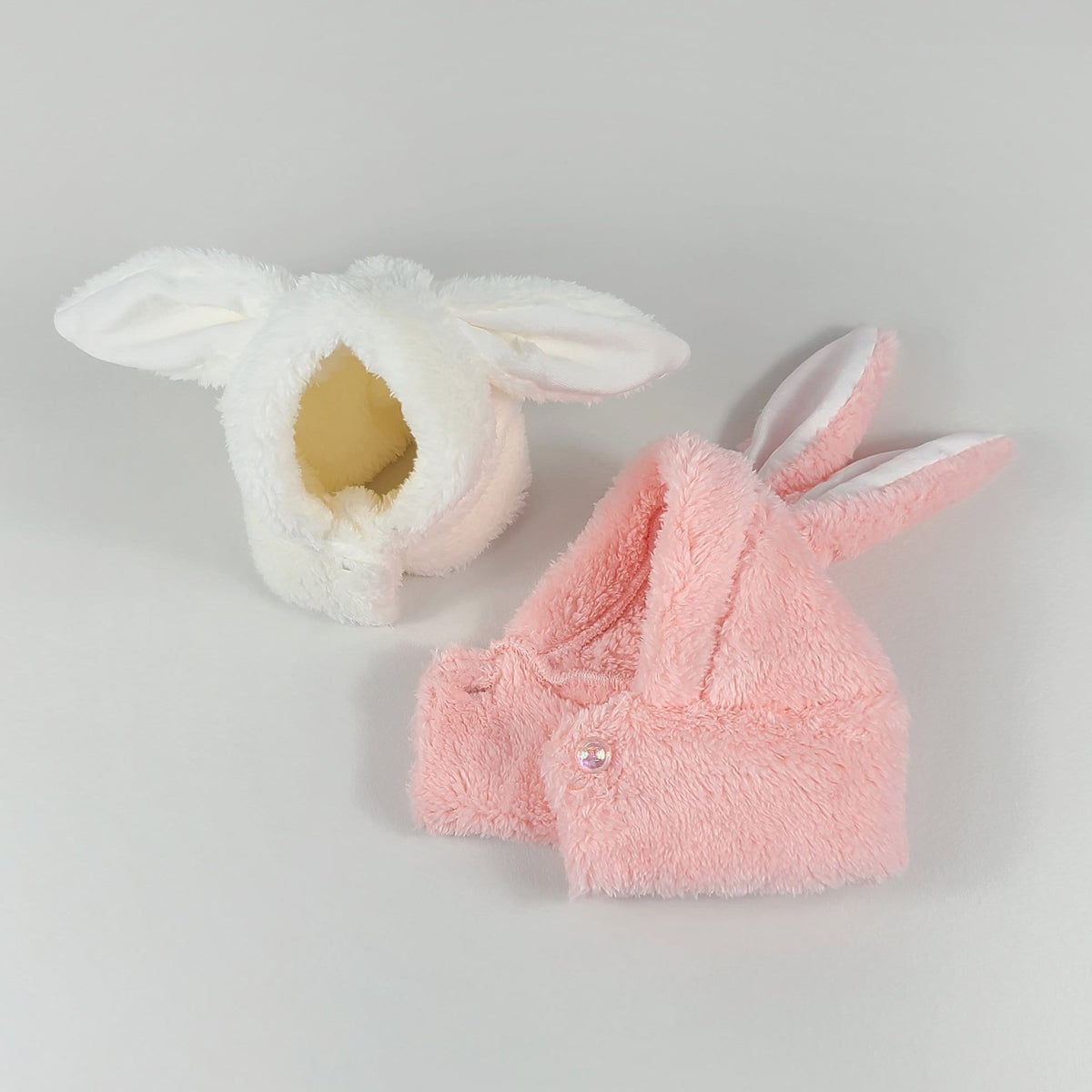 NKpup white and pink fuzzy rabbit ear pet hoodie warmer hats
