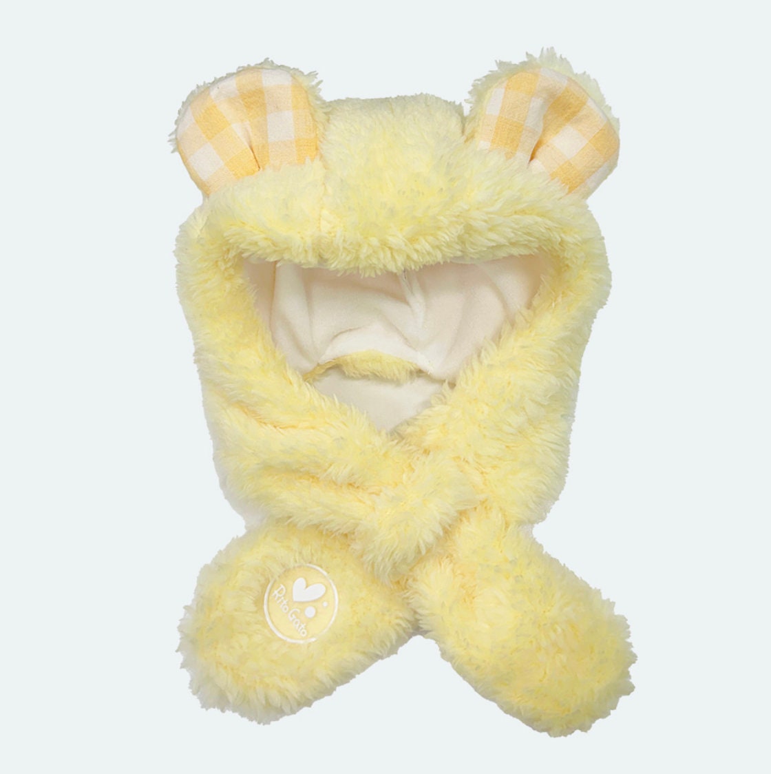 Yellow fuzzy polar bear ear dog hat and matching muffler set by NKpup