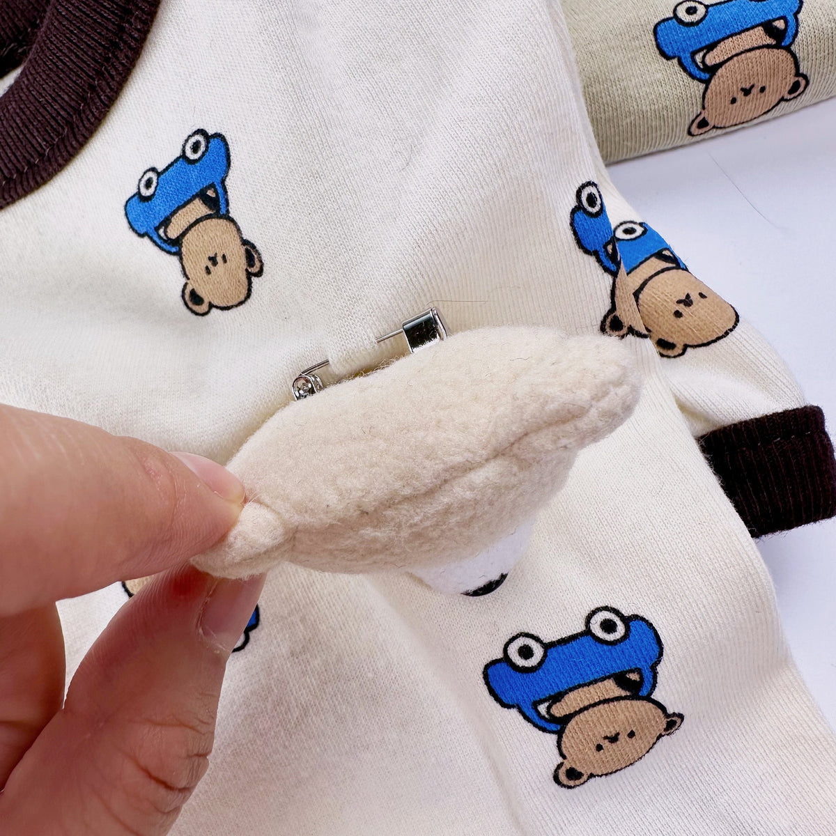 Teddy Bear Brooch T-Shirt for dogs featuring cute bear patterns and a plush teddy bear accessory by NKpup