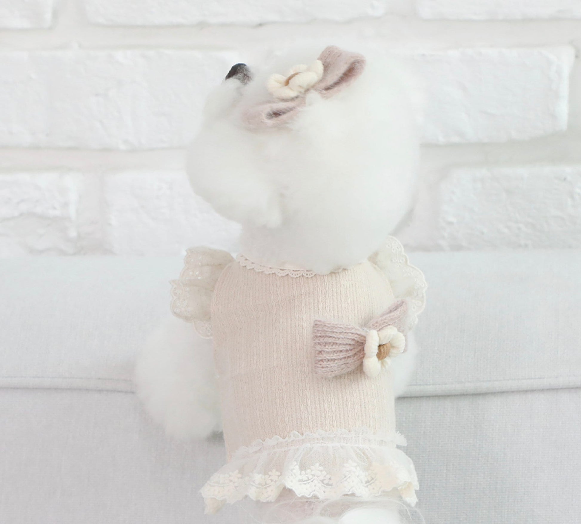 Linen Frilled Crop Top, S-2XL, Dog-Shirts Dog Top, Dog Clothing, Dog Fashion, Dog Apparel - NKpup