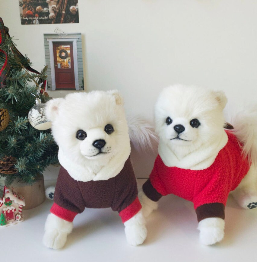 NKpup Reindeer Fleece Dog Hoodies in brown and red colors.