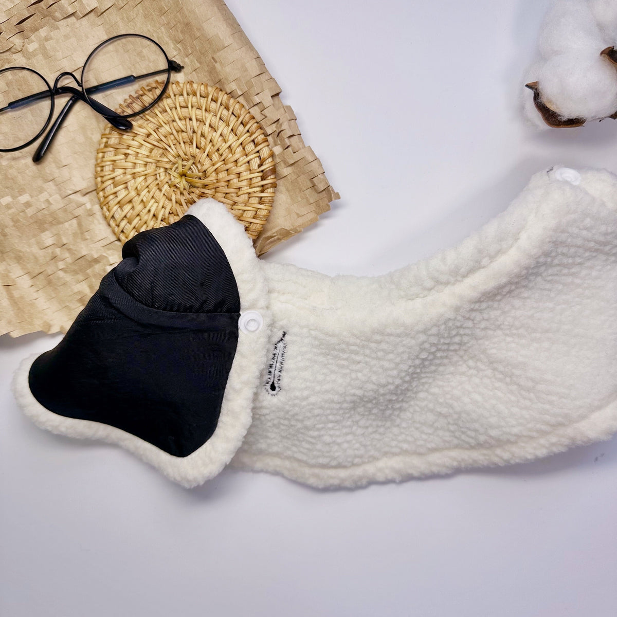 NKpup reversible white sherpa fleece and black hoodie cape for dogs