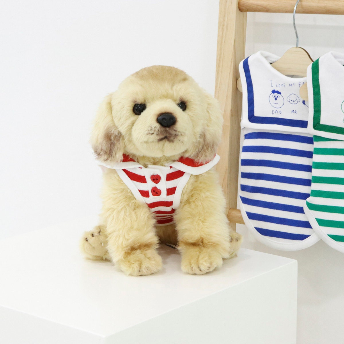 NKpup red and white striped collar t-shirt for dogs with button details