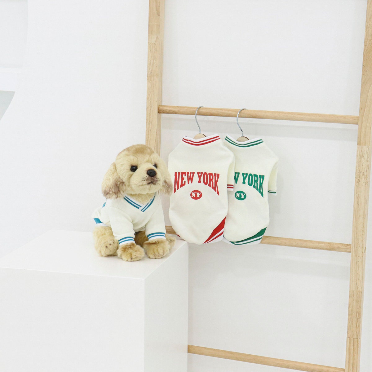NKpup New York Jersey Top for dogs in white with red and green accents