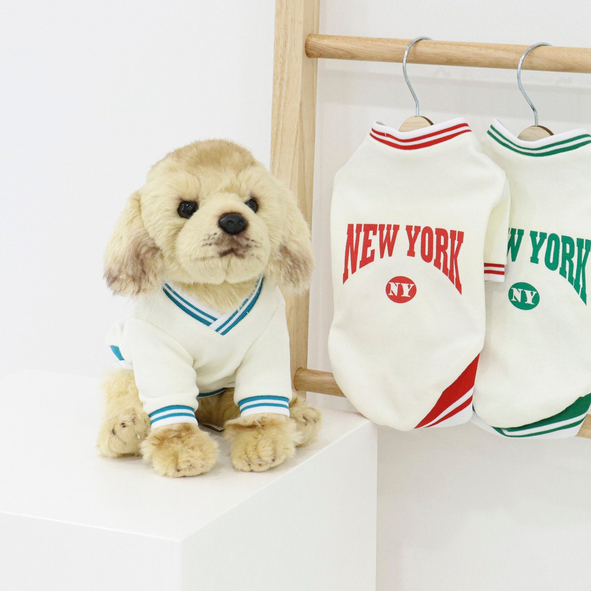 NKpup New York Jersey Top for dogs in white with red and green accents